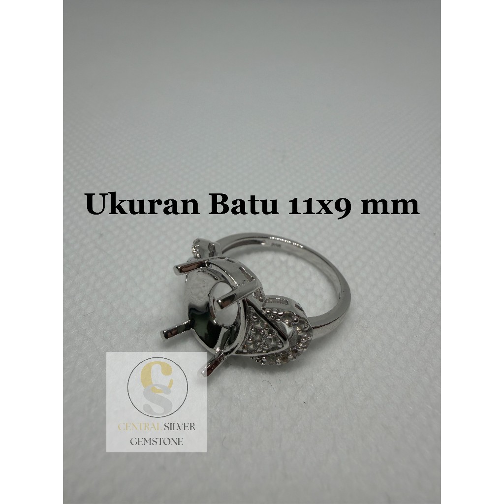 Emban Cincin Silver 925 wanita untuk batu akik [Ukuran 11x9 mm]