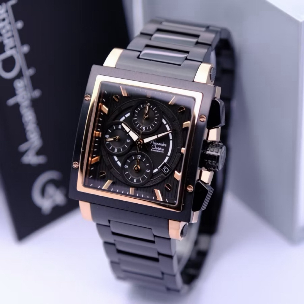 JAM TANGAN PRIA ALEXANDRE CHRISTIE ORIGINAL AC6182 AC 6182 HITAM ROSEGOLD