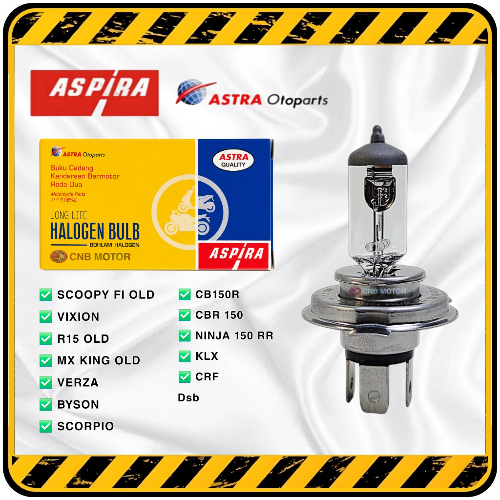 ASPIRA >> Dop / Bohlam Lampu Depan  H4 / HS1 -- SCOOPY FI OLD | VIXION | R15 OLD | MX KING OLD | VER