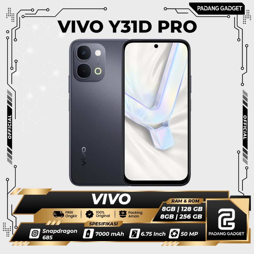 Vivo Y31D Pro 6/128 8/128 & 8/256 GB | HP Snapdragon 685 | BATRAI BESAR 7000 mAh | GARANSI RESMI |