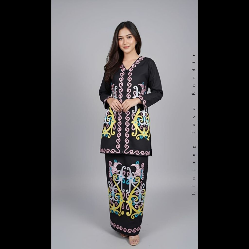 Baju Dayak Bordir Wanita Dewasa - One set Baju Dayak Wanita Adem - Baju Dayak Wanita motif kumis