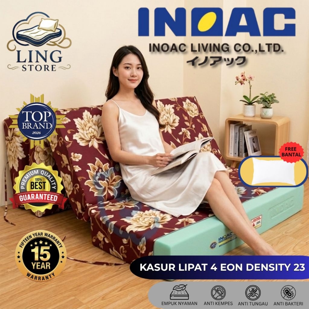 Kasur Busa INOAC Lipat 4 ORIGINAL EON Density 23 Garansi 15 Tahun Dijamin Ori 100% Nomor 1 Kualitas 