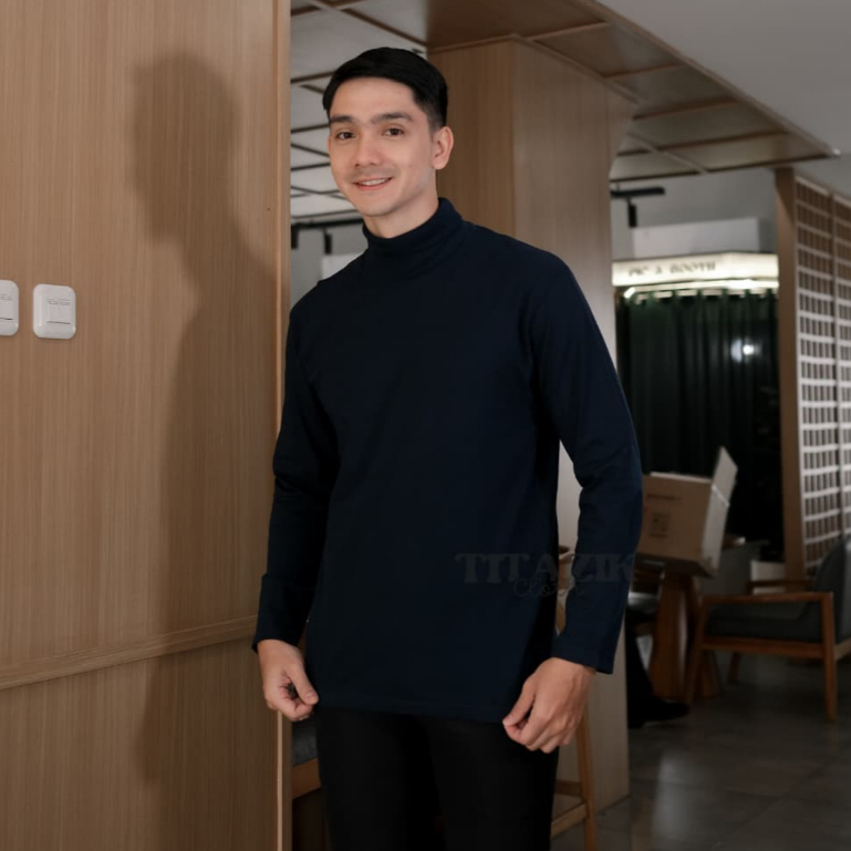 Kaos TurtleNeck Pria Size Jumbo/Big Lengan Panjang Kerah Tinggi