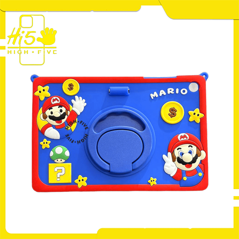 MARIO BROSS Case Lucu Soft Silicone + Holder Ring 360 + Strap Tali Tablet Anti Shock Cute Cover for 