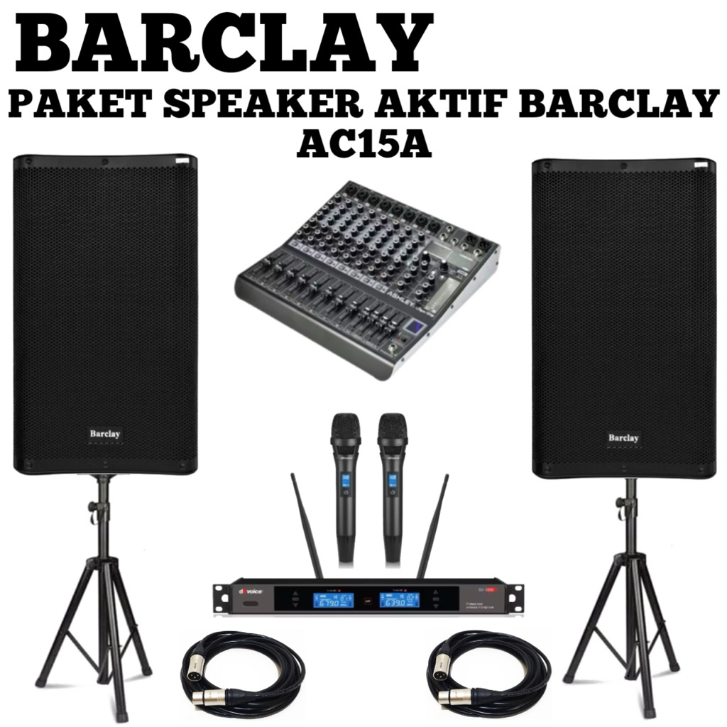 Paket Soundsystem Speaker Aktif Barclay Ac15a Original Speaker Aktif 15inch Barclay