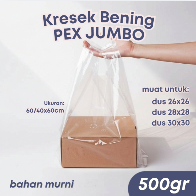 Tokopack Kantong Plastik Kresek PE Bening Food Grade Tebal dan Kuat Hampers Cake Ukuran 40x60cm