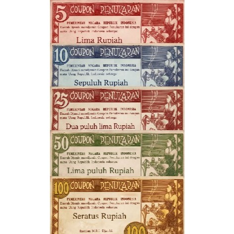 5 Lembar Kupon penukaran jambi orida souvenir replika repro