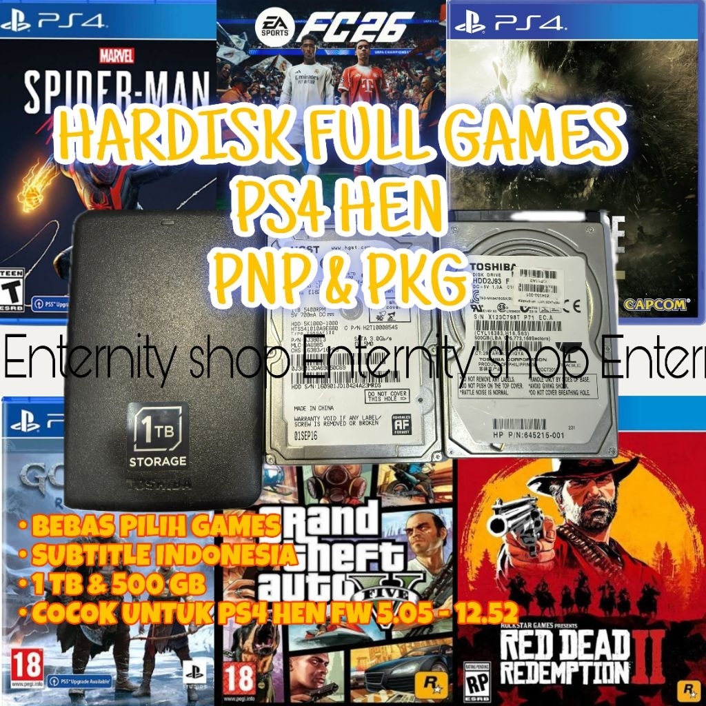 HARDISK PS4 HEN 500GB FULL GAME PKG | HARDISK / HDD EKSTERNAL PS4 HEN 500GB PKG
