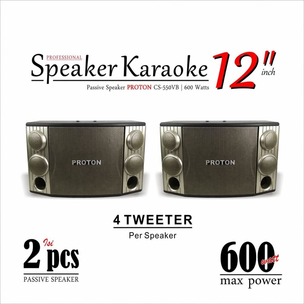 ￼SPEAKER KARAOKE 12 Inch 4 TWEETER PROTON CS-550VB SPEAKER PASIF
