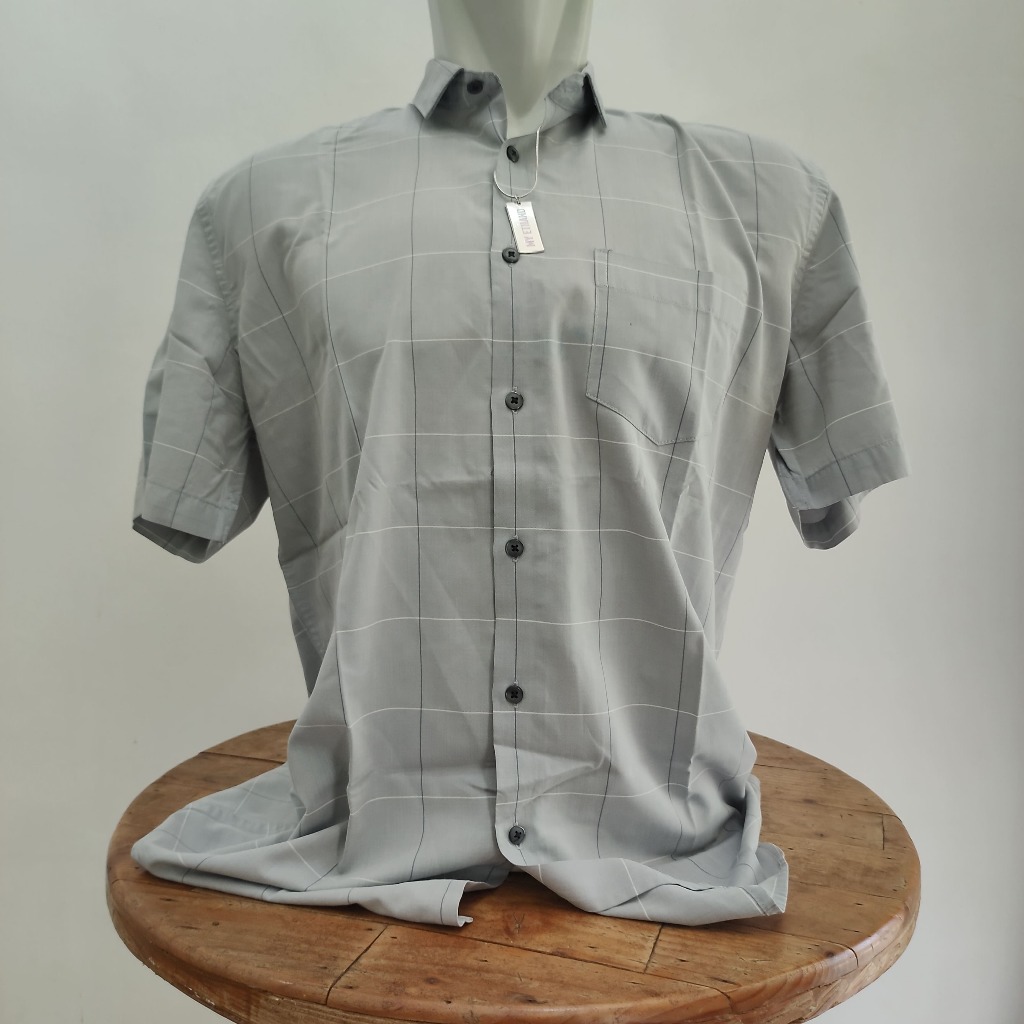Kemeja Manzone Comfort Fit Abu-Abu Motif Plaid Size XL (RHMTA025)