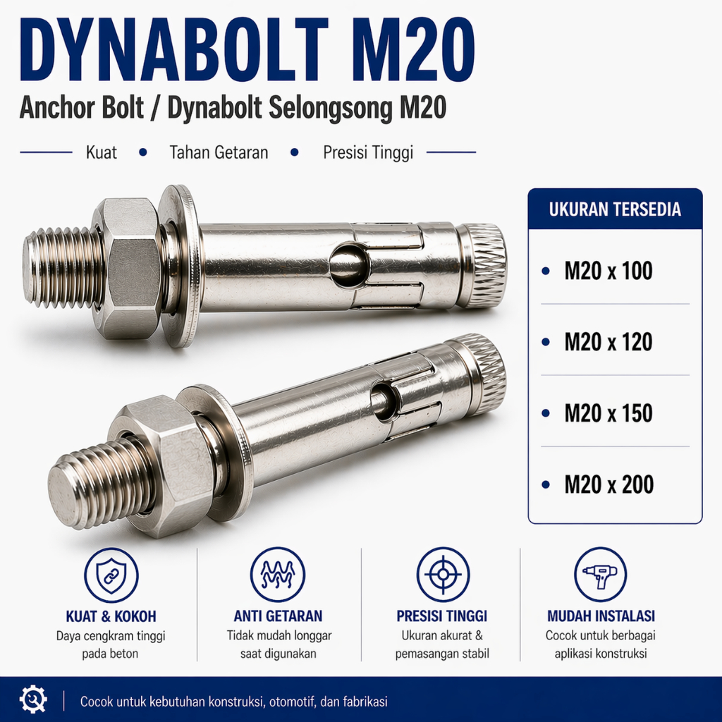 Dynabolt M16X70 / Dinabolt 16X70 / Anchor Bolt M16 X 70 / 16 X 70 - Selongsong M16