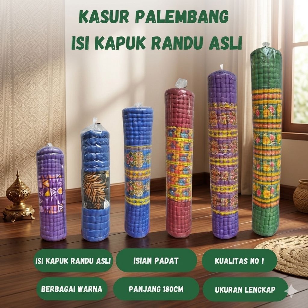 KASUR LANTAI PALEMBANG ISI KAPUK RANDU ASLI 100% ORIGINAL - TEBAL & EMPUK - ANTI ALERGI - GRATIS ONG