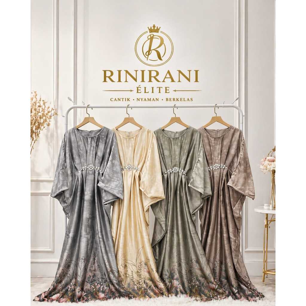 Kaftan Premium Satin Motif Floral Elegant – Dress Wanita Jumbo LD 120 Nyaman & Mewah Rinirani Elite 