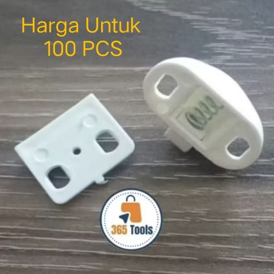 100 PCS : Catches Plastik PUTIH - Tic Tac - Jepit Udang Lemari - Grendel Masa