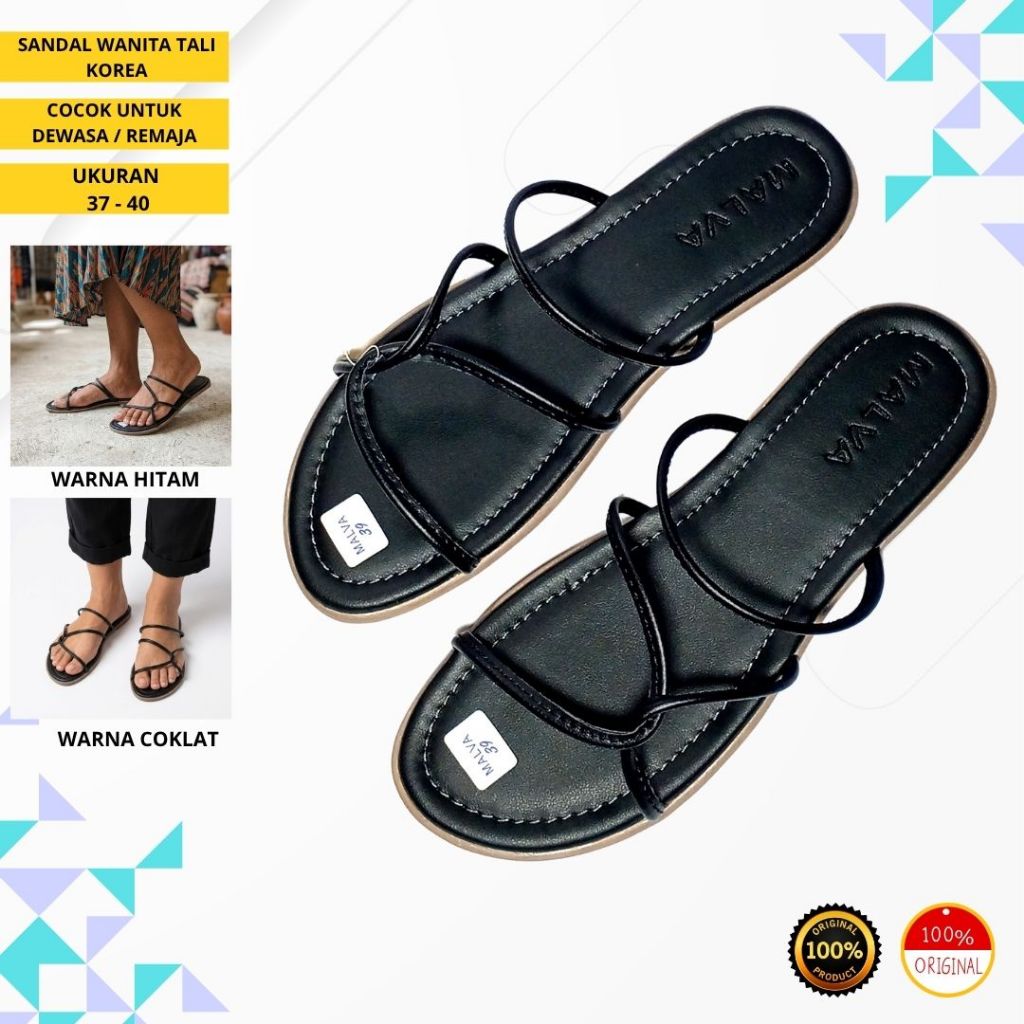 Sandal Wanita Tali Korea - Sendal Flat Tali Tipis Gladiator Elegan Casual Trendy