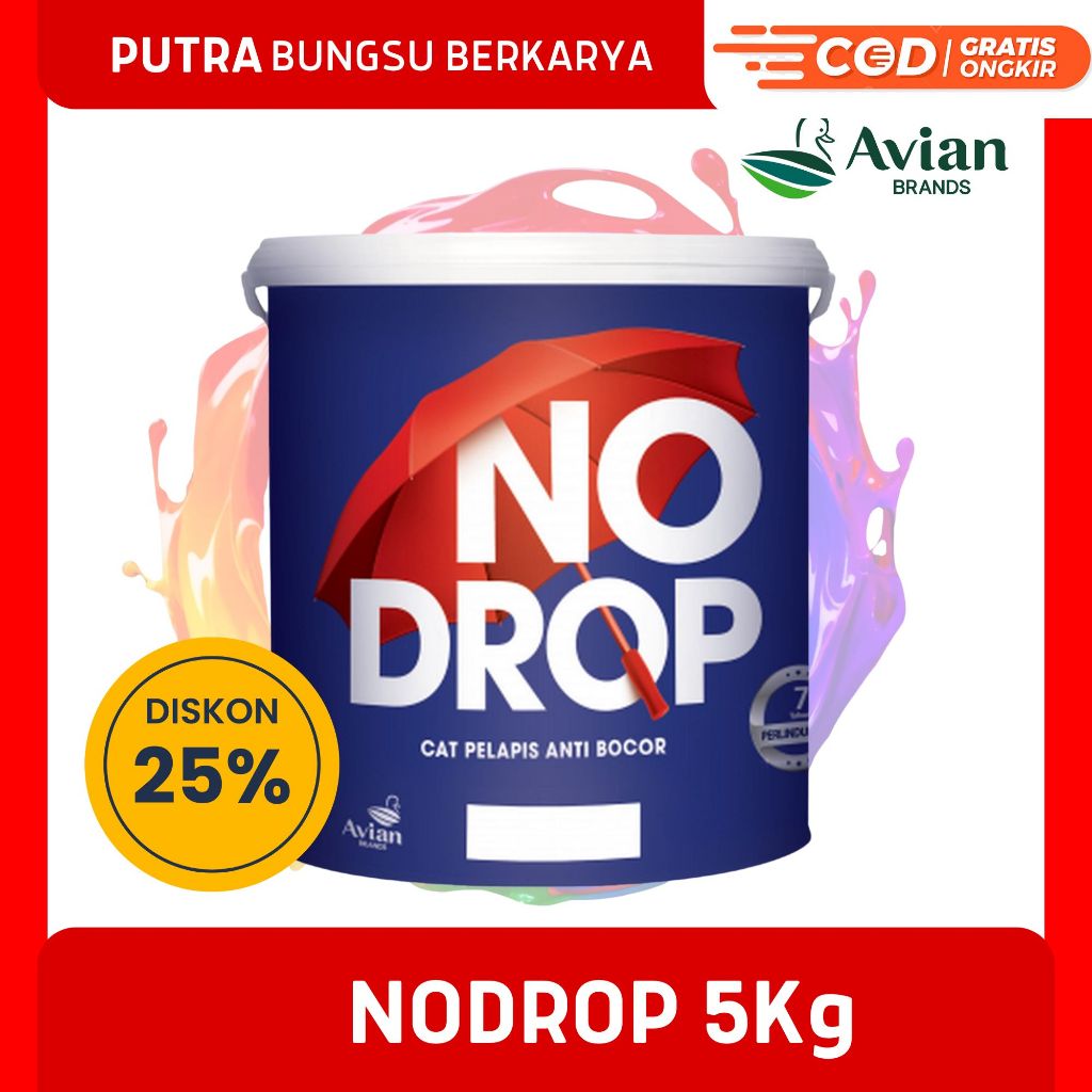 Cat No Drop 5kg Waterproofing | Cat Anti Bocor Tahan Lama Anti Jamur | Cat Pelapis Tembok Murah Berk