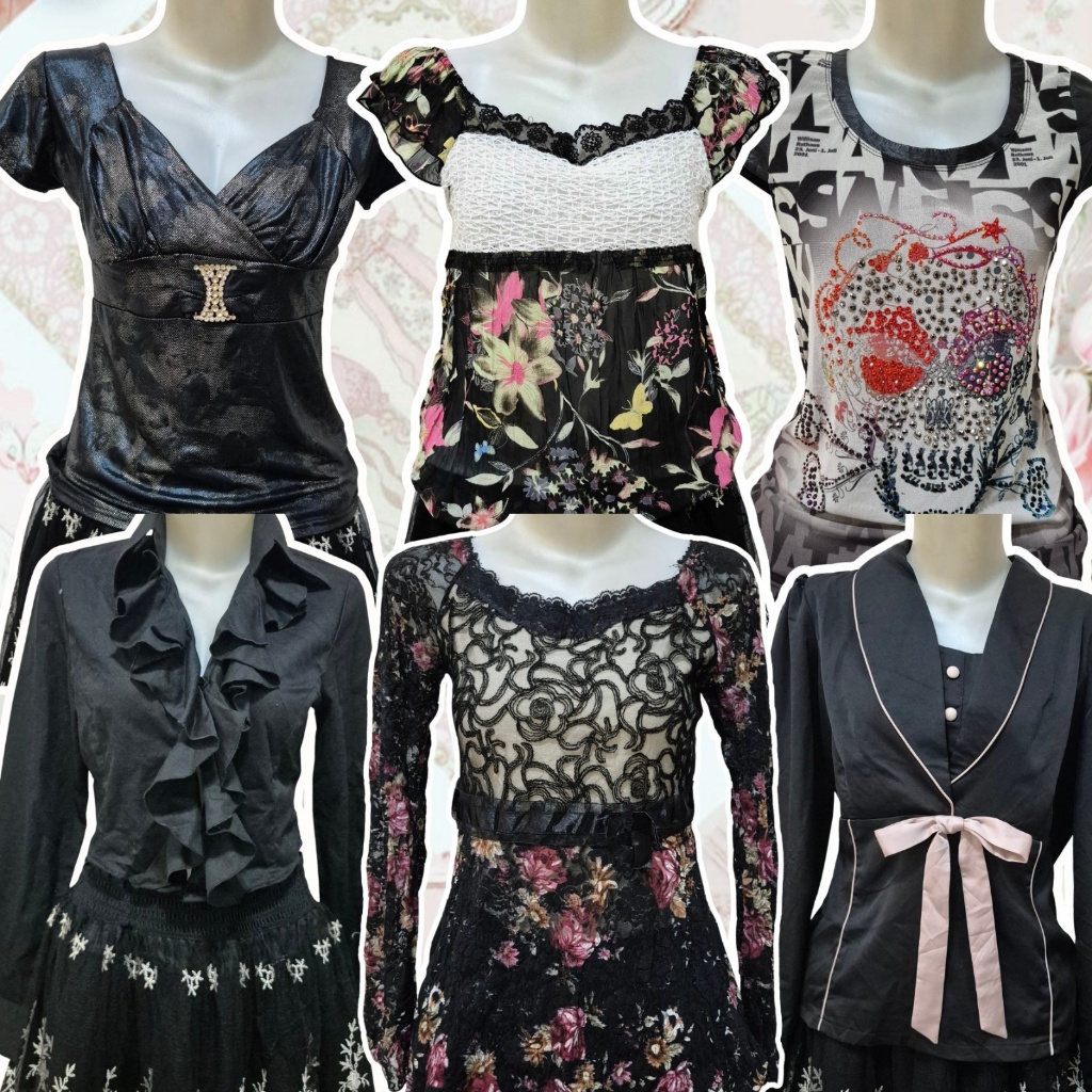 black babydoll patchwork milkmaid lace top sawako shoujo bow ribbon kawaii japan fairycore coquette 