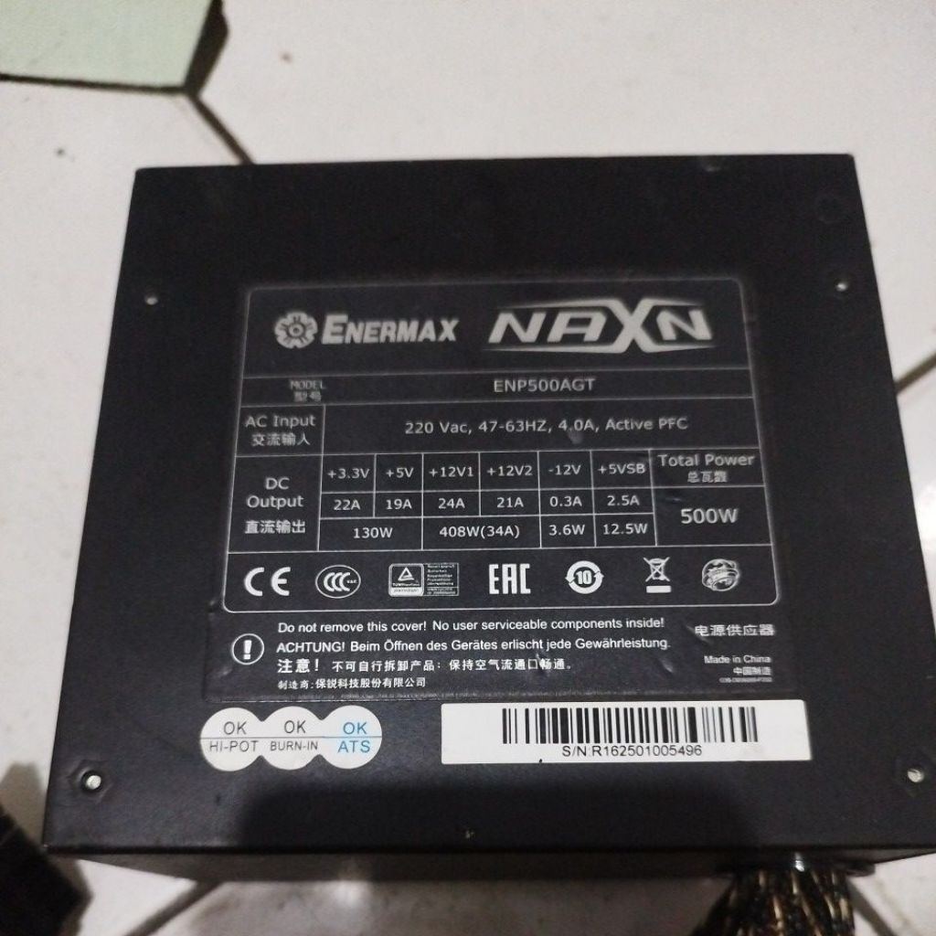 PSU 500watt 80plus by enermax