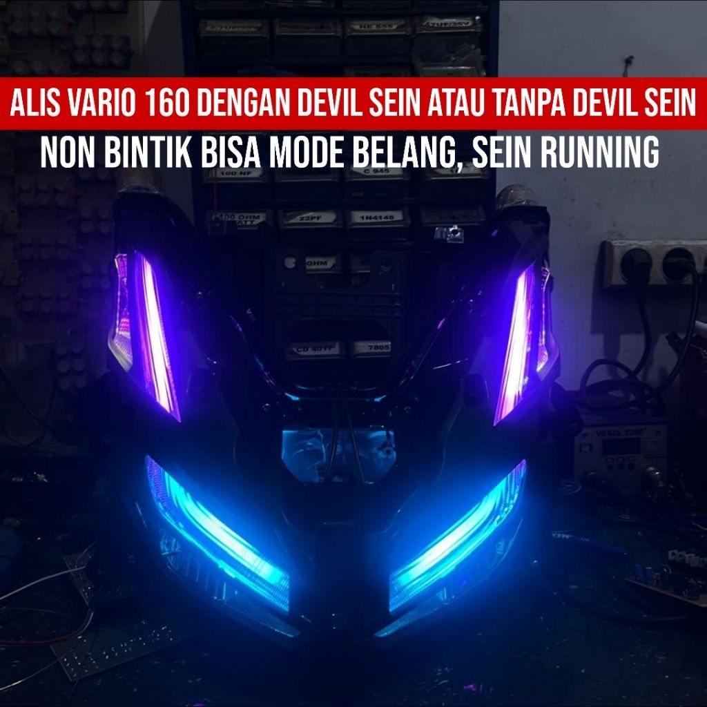 LAMPU ALIS VARIO 160 RGB NON BINTIK DAN DEVIL SEIN ALIS VARIO 160 RGB NON BINTIK MODE BELANG