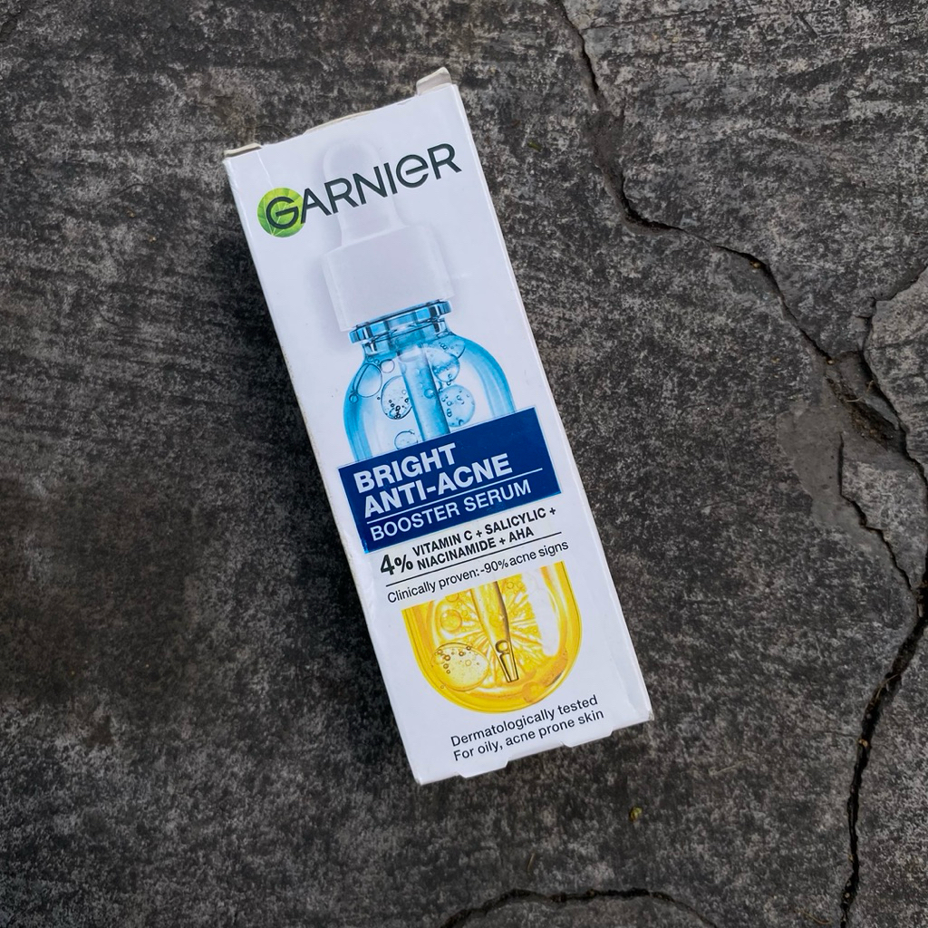 GARNIER Bright Anti Acne Booster Serum 4% Vitamin C Salicylic Niacinamide AHA 30ml