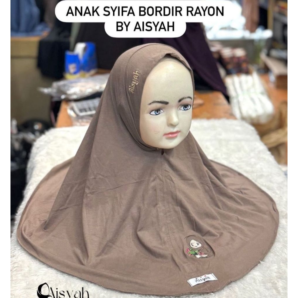 Hijab anak malay Kaos rayon premium 4-8thun AISYAH Kerudung anak malay,hijab anak bordir Aisyah ,LS,