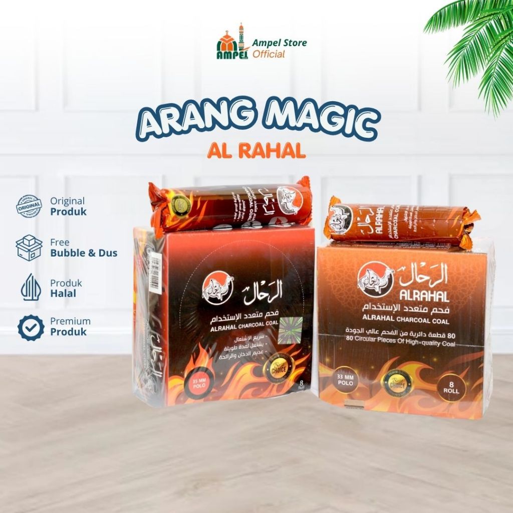 Arang Magic Al Rahal + Dupa Pengantin Min - 12 Pcs Mudah Menyala, Tidak Berbau, Desain Donat