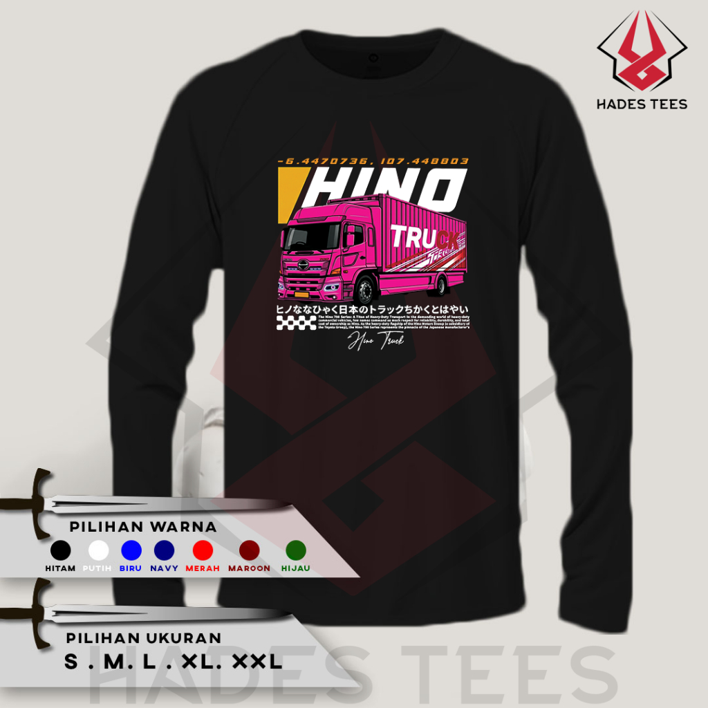 Kaos Baju Lengan Panjang TRUK HINO Kaos Distro Combed 30S