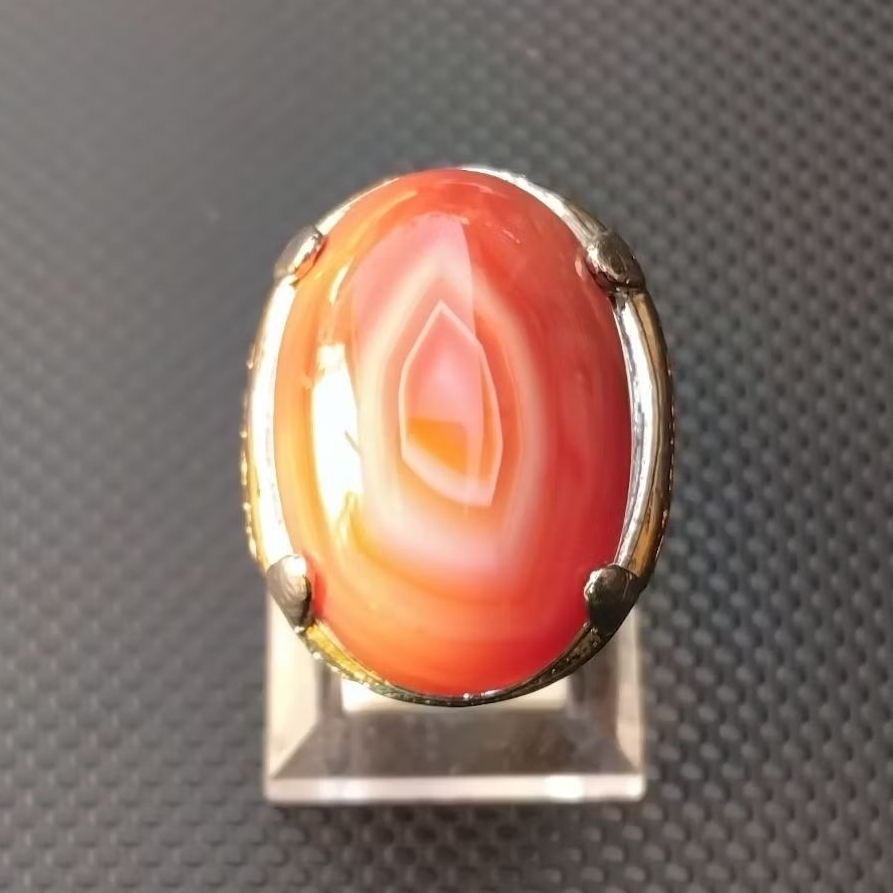 cincin batu akik Sulaiman motif kantong Semar babon