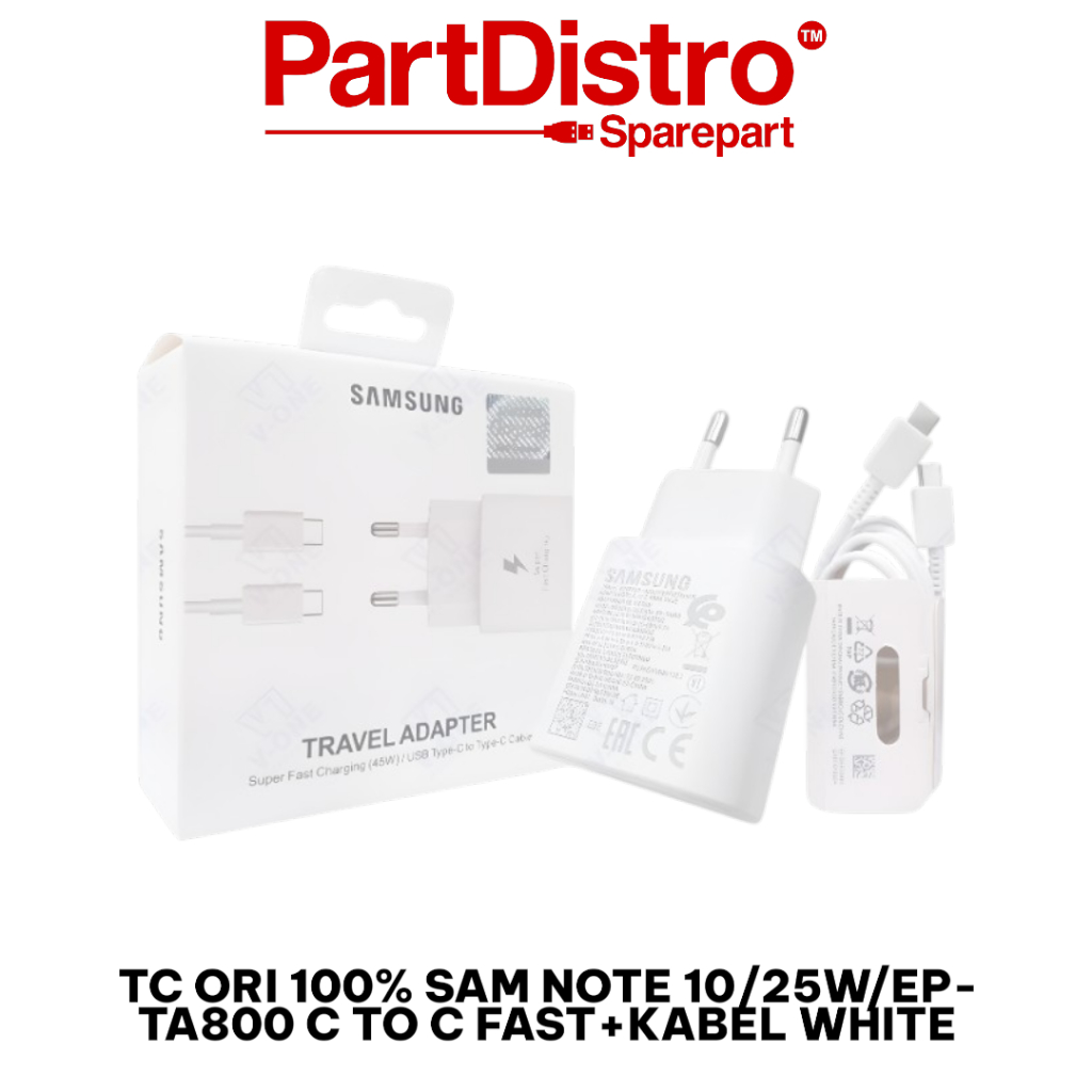 ADAPTOR CHARGER + KABEL SAMSUNG NOTE 10 / 25W / EP-TA800 C TO C FAST VWHITE