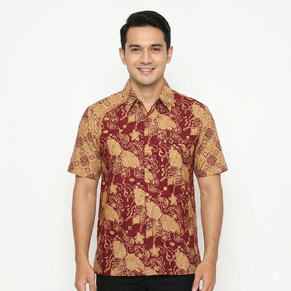 Size S Batik Pria Lengan Pendek Batik Atbm doby Cirebonan Berfuring