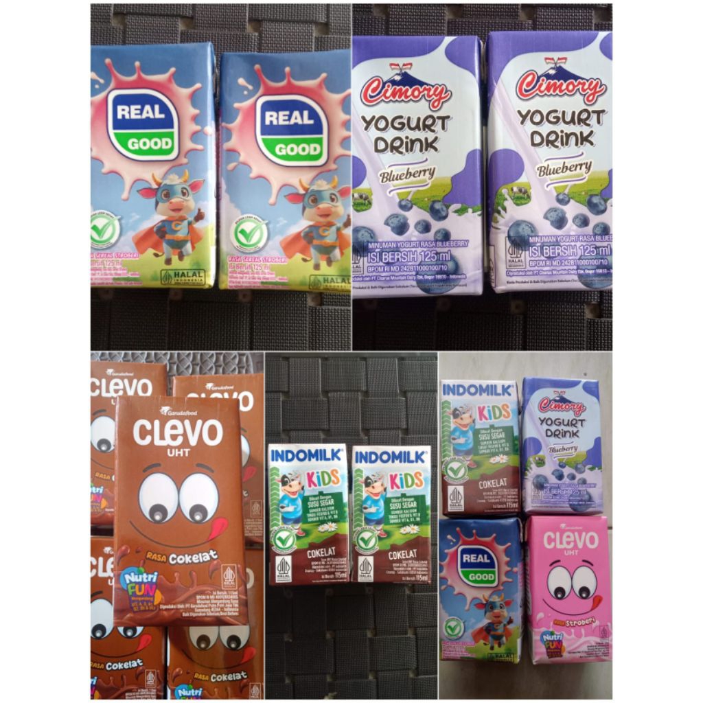 Susu UHT Kotak Clevo,Cimory,Indomilk,Real Good per 1 pcs