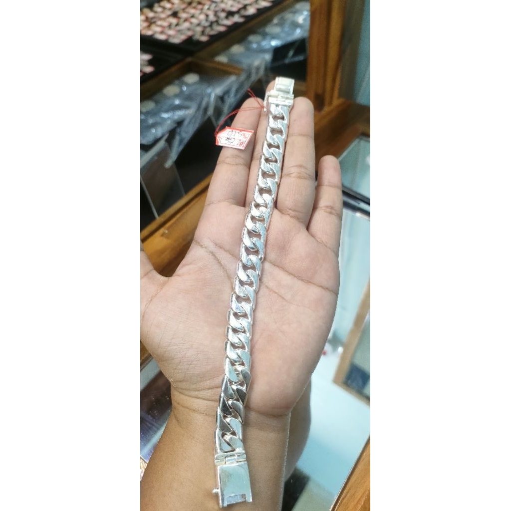 Gelang perak rantai sisik naga pria panjang 20,5 cm