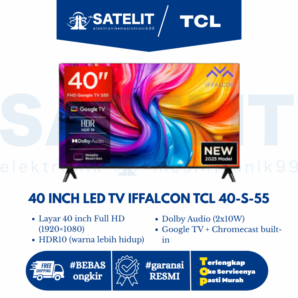 LED TV 40 Inch iFFALCON TCL 40S55 Smart TV Android Full HD Digital TV DVB-T2 Original