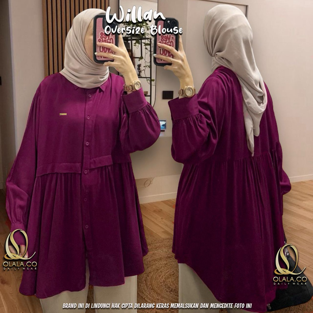 magenta tua Willan kemeja Adem Blouse OVERSIZE LD 120-150 / olala