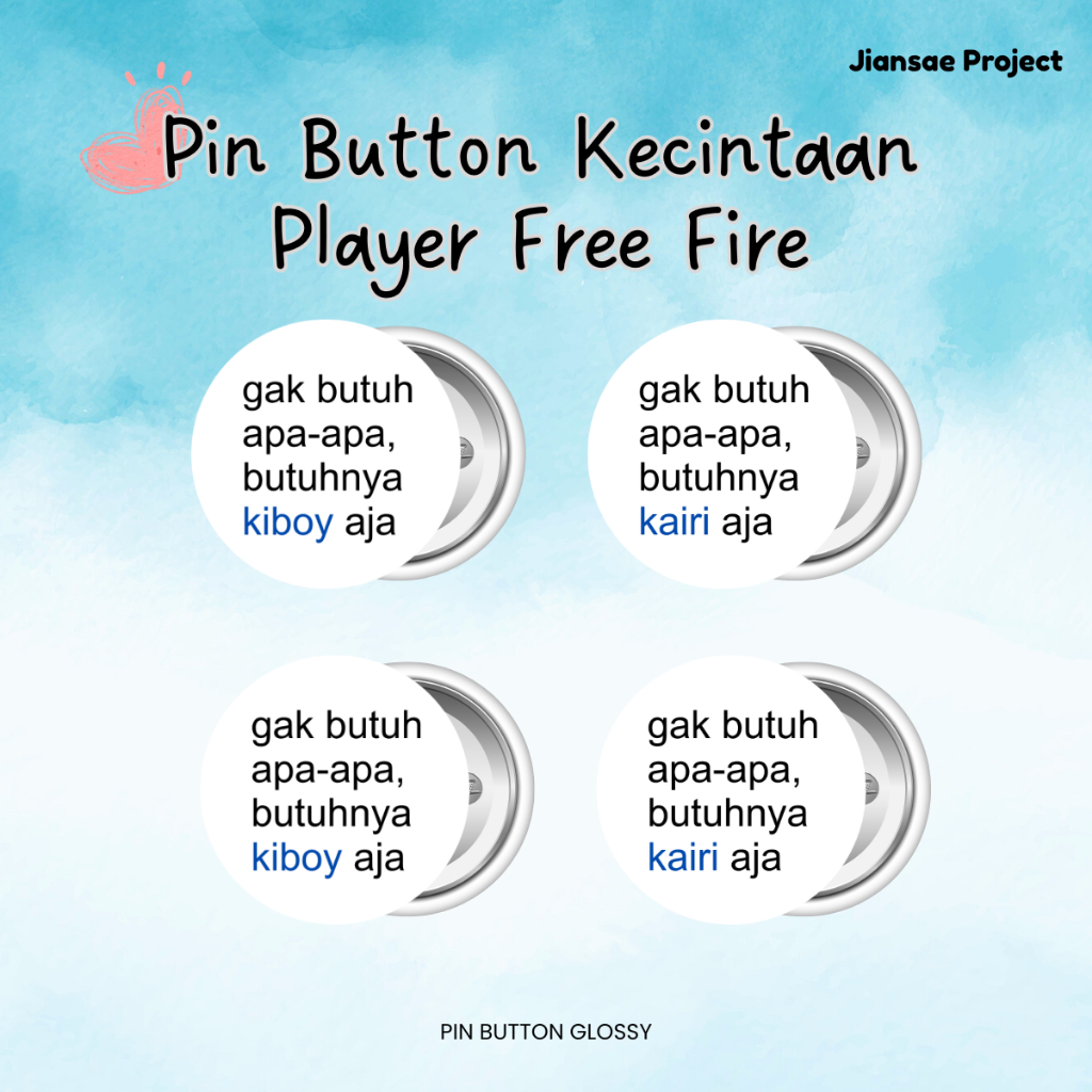 Pin Button Kecintaan Player Free Fire 44mm (1 Pcs)