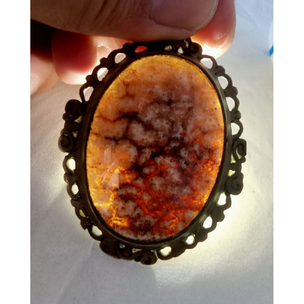 Liontin Batu Akik Lawas Serat Kelabang Motif ManTappp