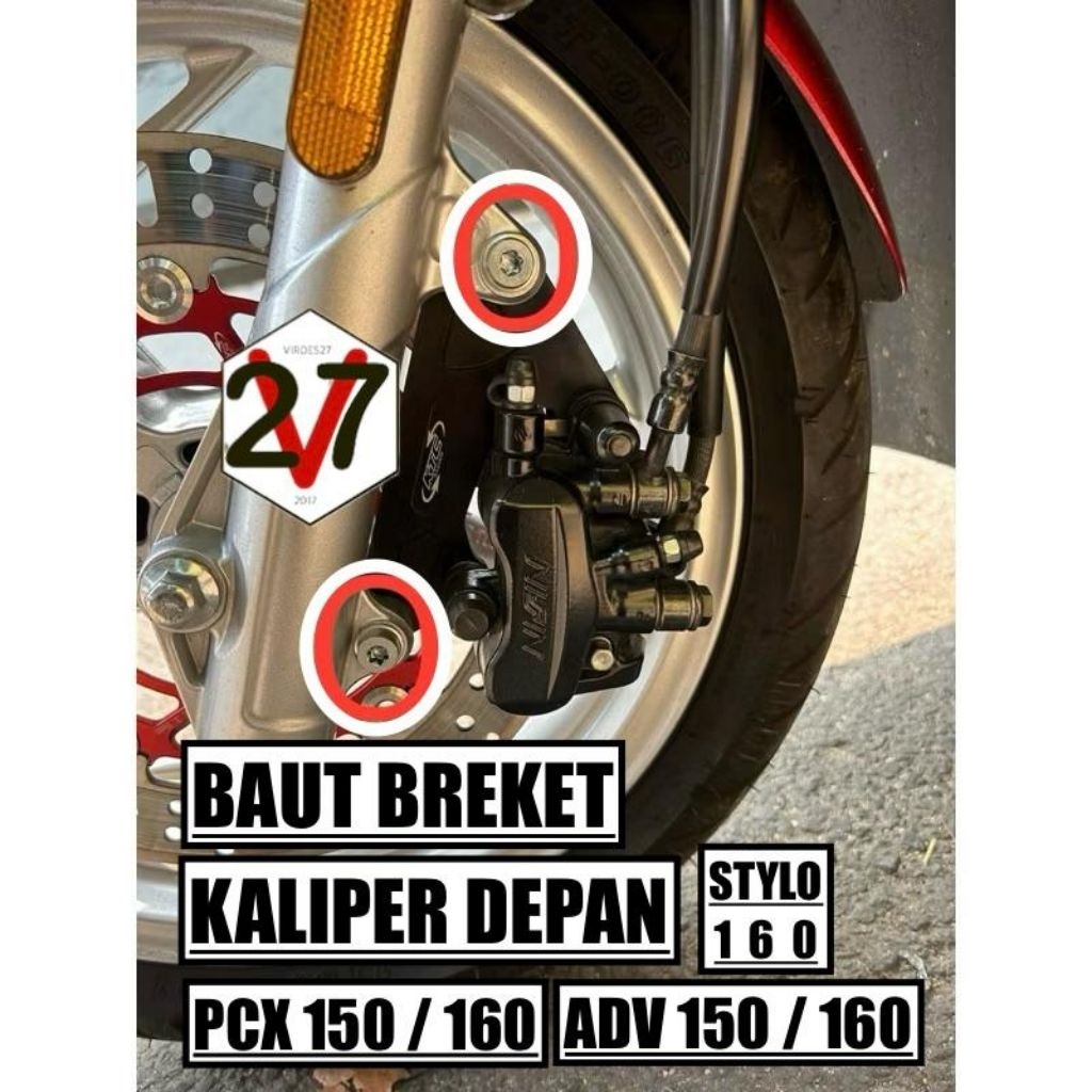 Baut Breket Kaliper Depan PCX ADV 150 / 160 ORIGINAL HONDA