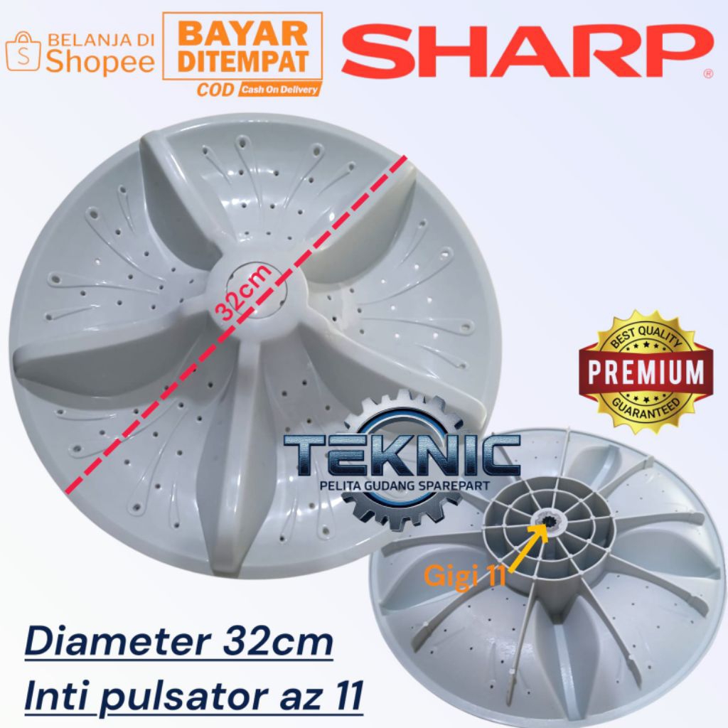 Pulsator Mesin Cuci Sharp 1 Tabung Diameter 32cm Gigi 11