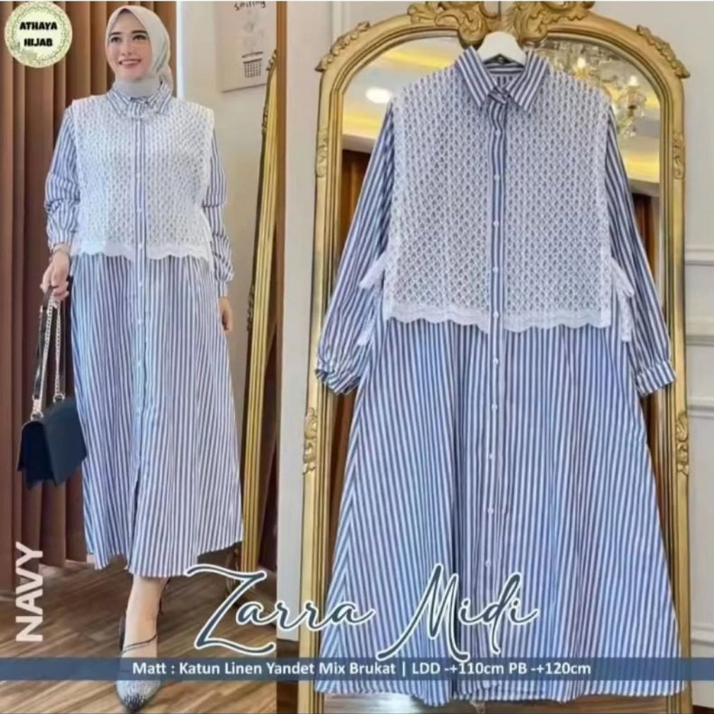 BAJU GAMIS KATUN ZARA MIDI DRESS