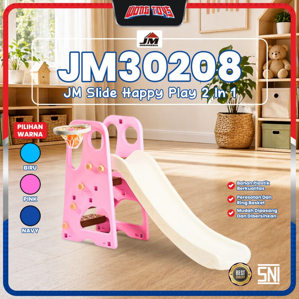 JM30208 JM Slide Happy Play 2 In 1 - Mainan Playground Perosotan Anak Basket