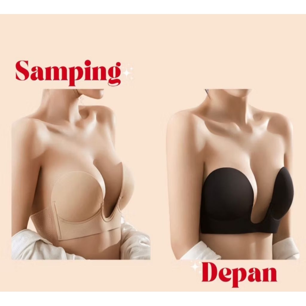 Bra backless / bra v neck / bh Pesta  - Strapless, Busa Tipis, Tali Transparan