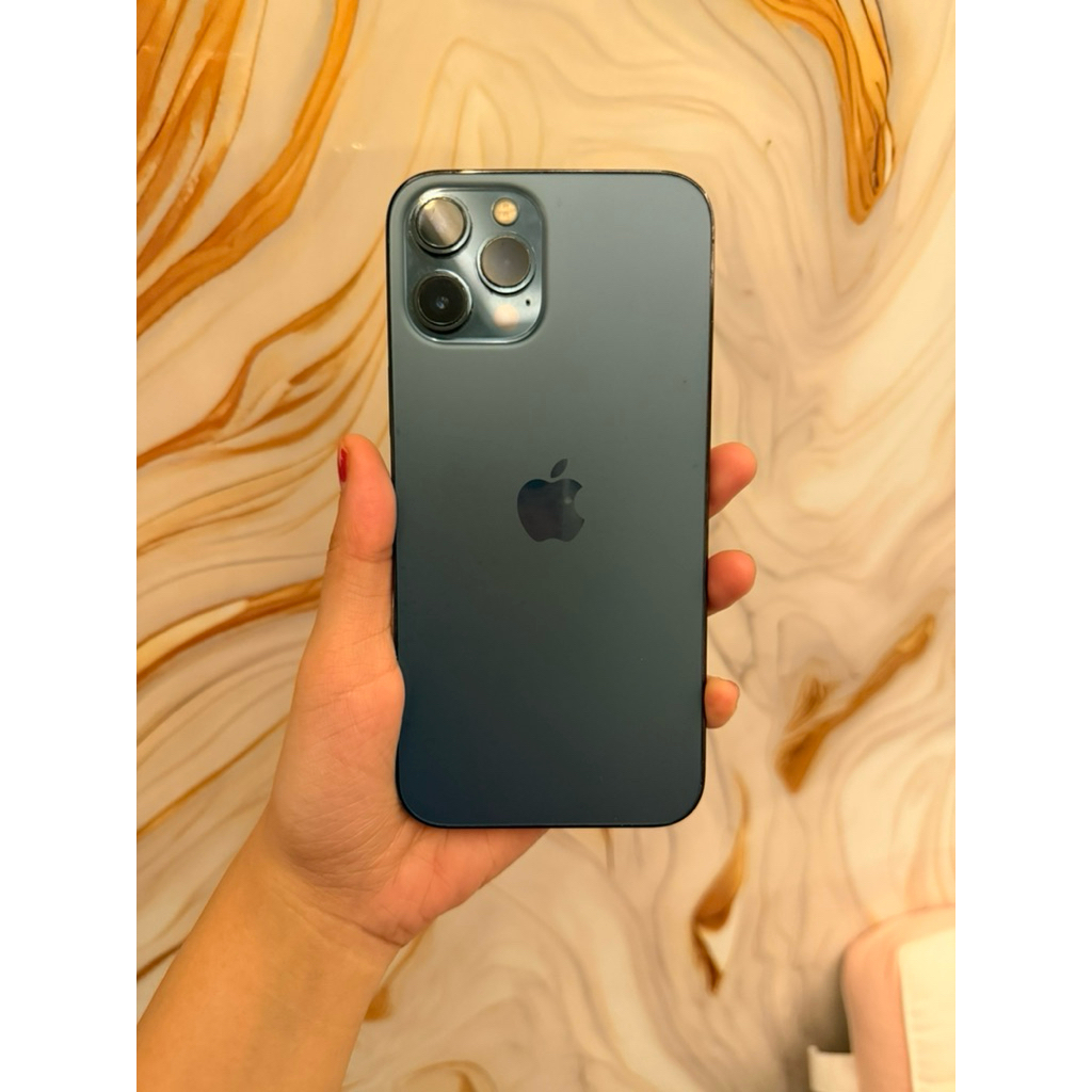 Jual second iphone 12 pro max 128 GB Pacific Blue (pemakaian pribadi) garansi ex resmi