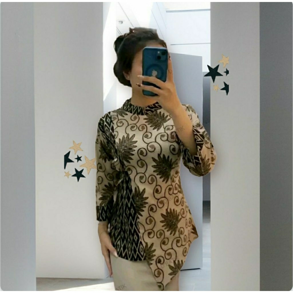 BATIK WANITA MODERN MONALISA GENES M,L,XL,XXL asli PEKALONGAN baju kantor terbaru 2022