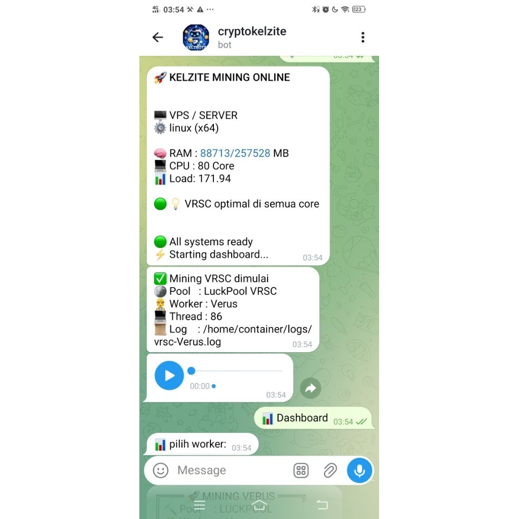 SCRIPT MINING VERUS VIA TELEGRAM
