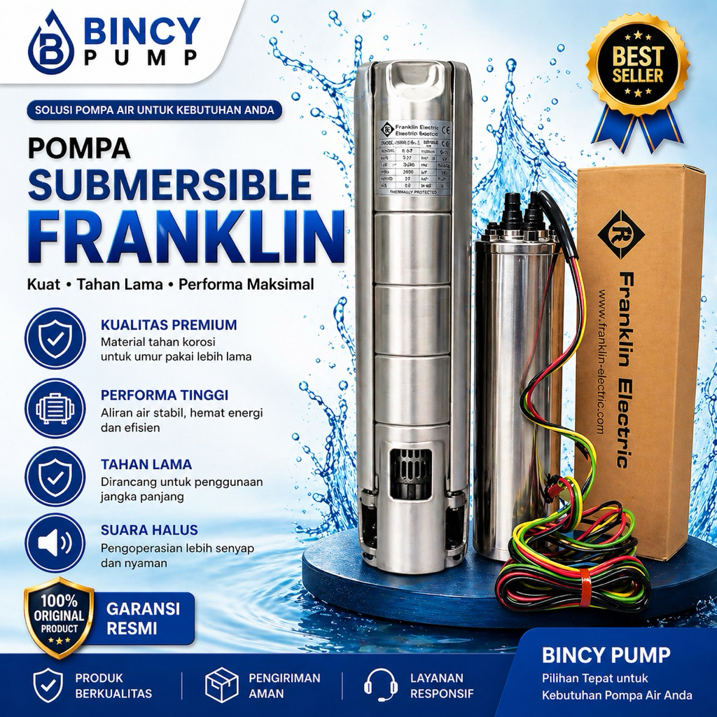 POMPA SATELIT FRANKLIN 6DFS30/3 3Hp 3PHASE  SUBMERSIBLE PUMP FRANKLIN CASING  6INC OUTPUT 3INCH