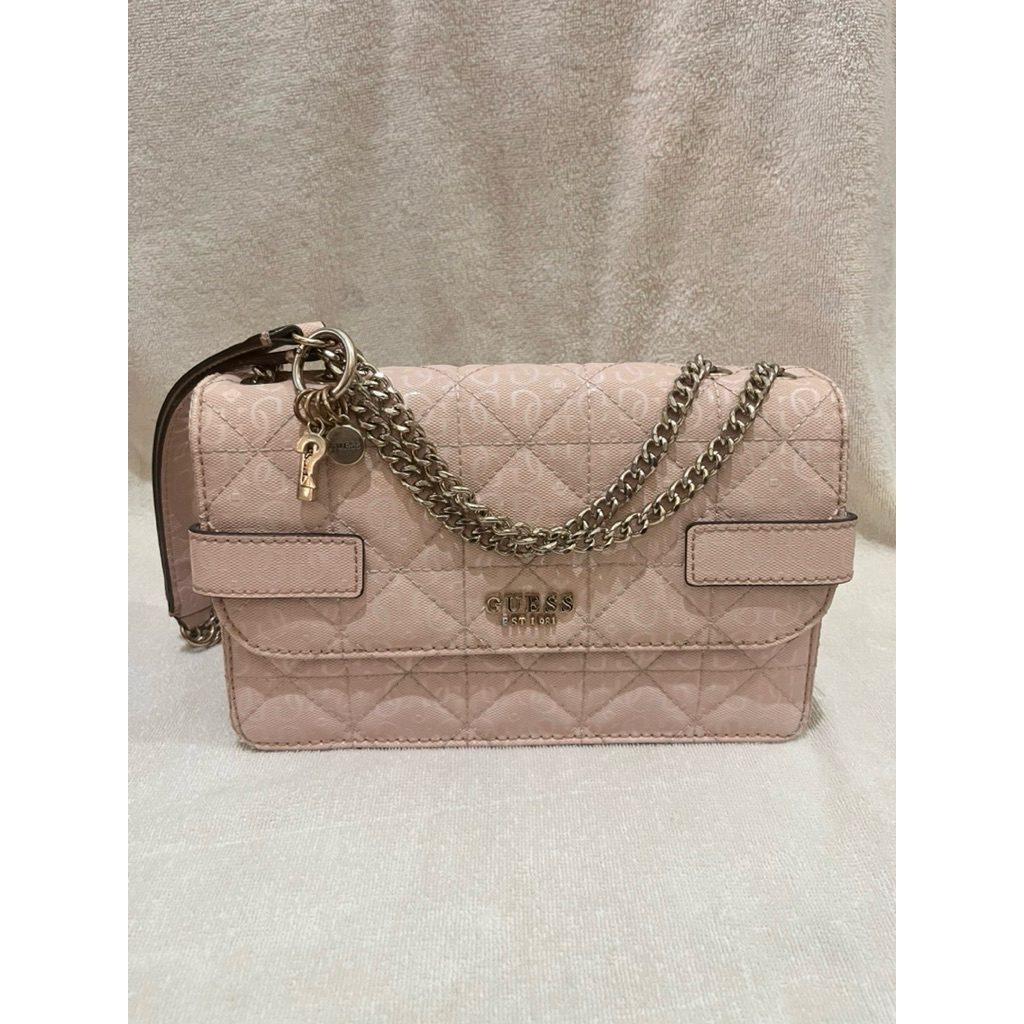 GUESS Shoulder Sling Bag Baby Pink Original Pre-loved Tas