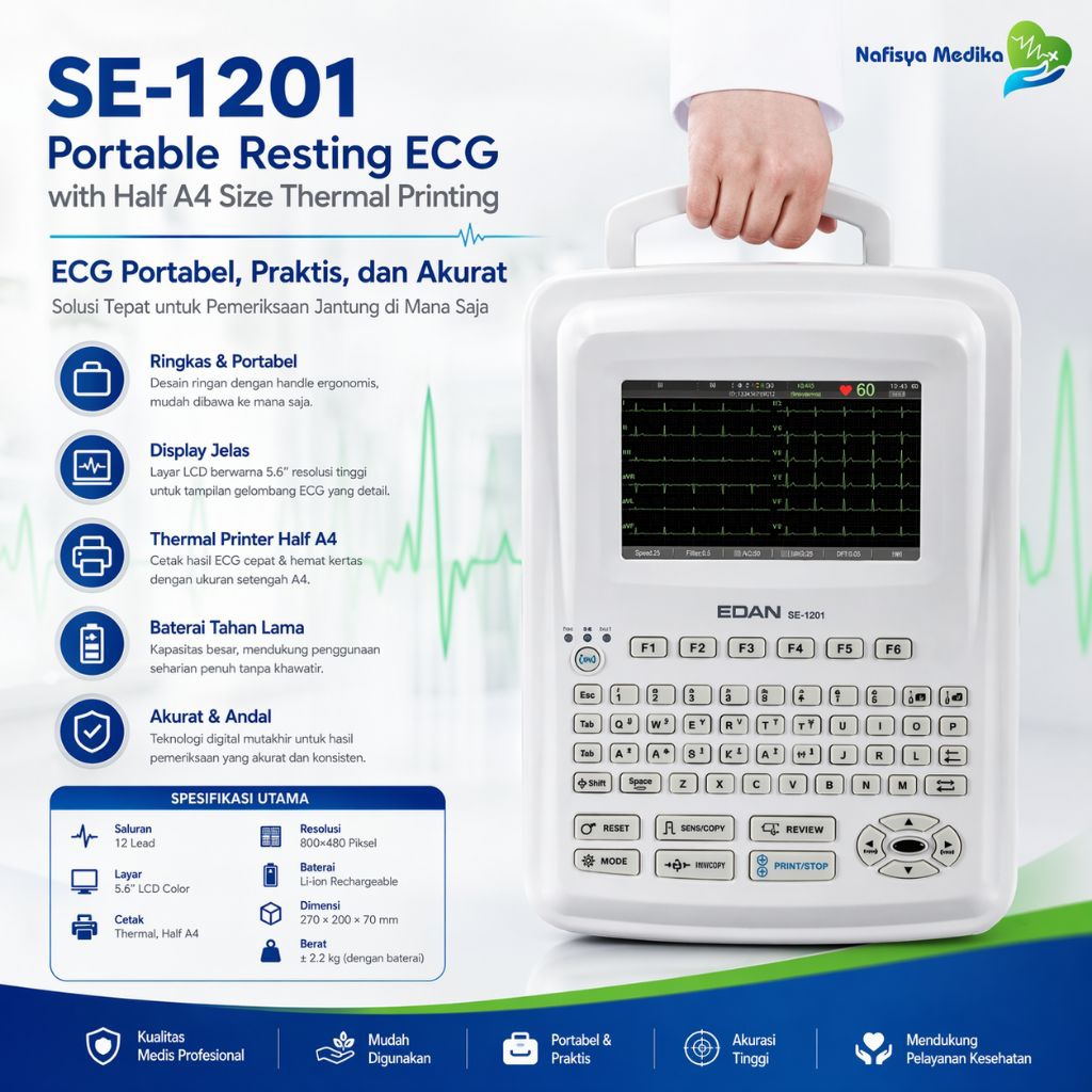 Mesin EKG ECG 12 Channel Edan SE-1202 | 12 Lead | Electrocardiograph Digital