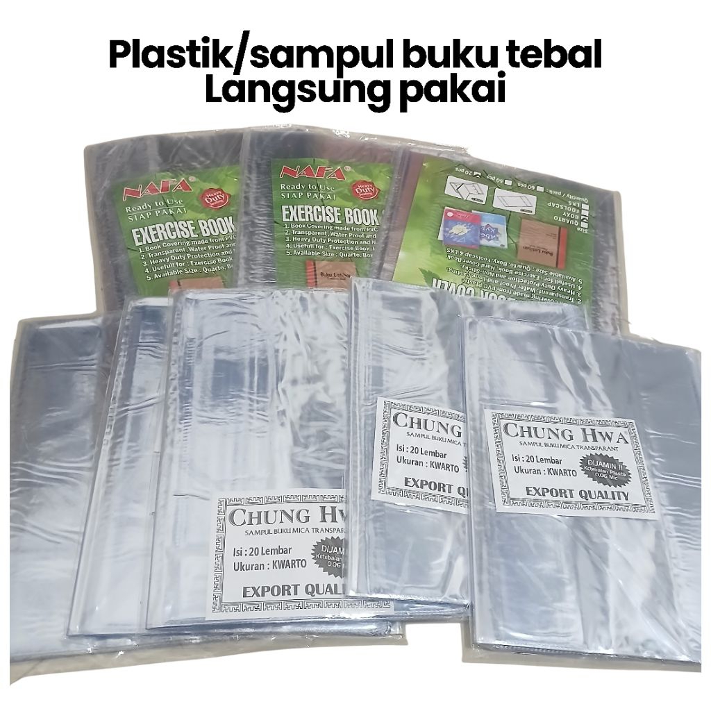 SAMPUL BUKU TEBAL MIKA TRANSPARAN// PLASTIK BUKU MIKA LANGSUNG PAKAI