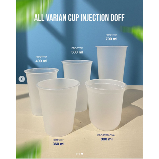 KemasanYA FROSTED CUP INJECTION THINWALL FROSTED PUTIH DOFF CUP INJECTION DOFF ANEKA UKURAN GABUNGAN