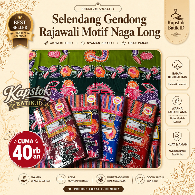 SELENDANG GENDONGAN BAYI | KAIN GENDONGAN BAYI BATIK MOTIF NAGA LIONG